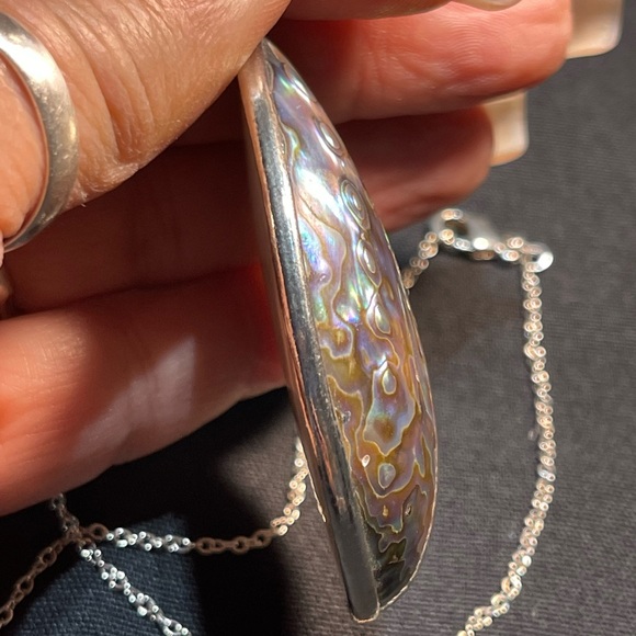 Abalone Shell and Sterling Pendant - Picture 3 of 6